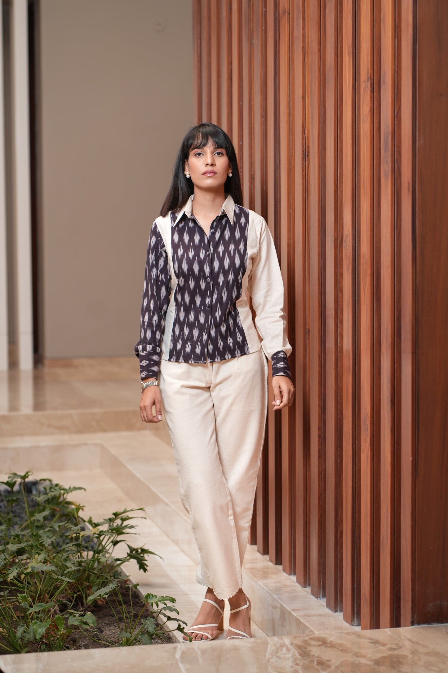 Ikat Half & Half Shirt And Khadi Pants (SET)