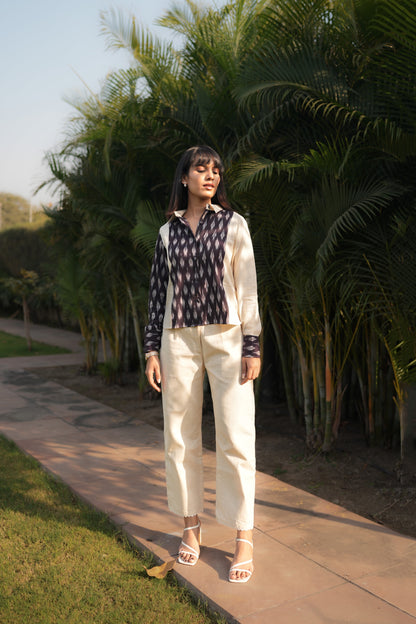 Ikat Half & Half Shirt And Khadi Pants (SET)